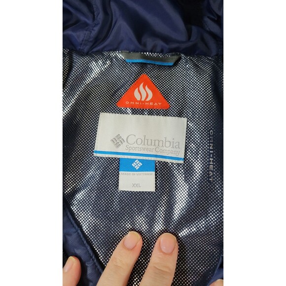 Columbia Men’s Omni-Heat Insulated Hooded Jacket XXL Navy Blue Warm Winter - Picture 2 of 7